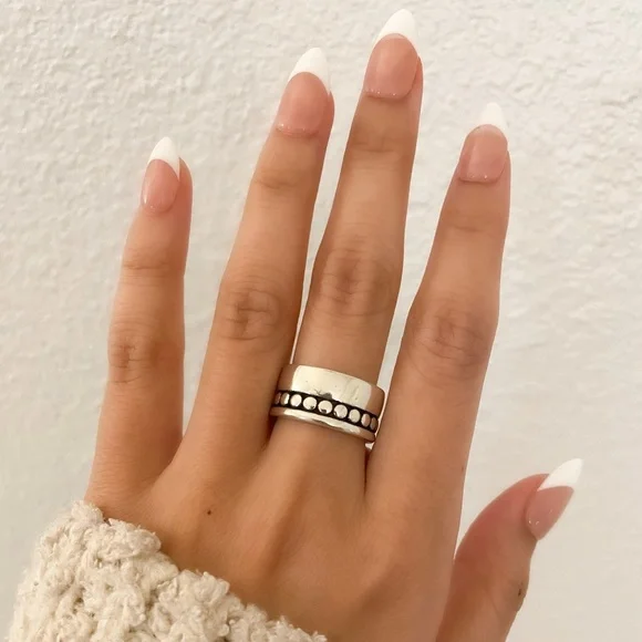 925 Sterling Silver Chunky Ring Vintage Ring Thick Wide Ring Band - Picture 7 of 9